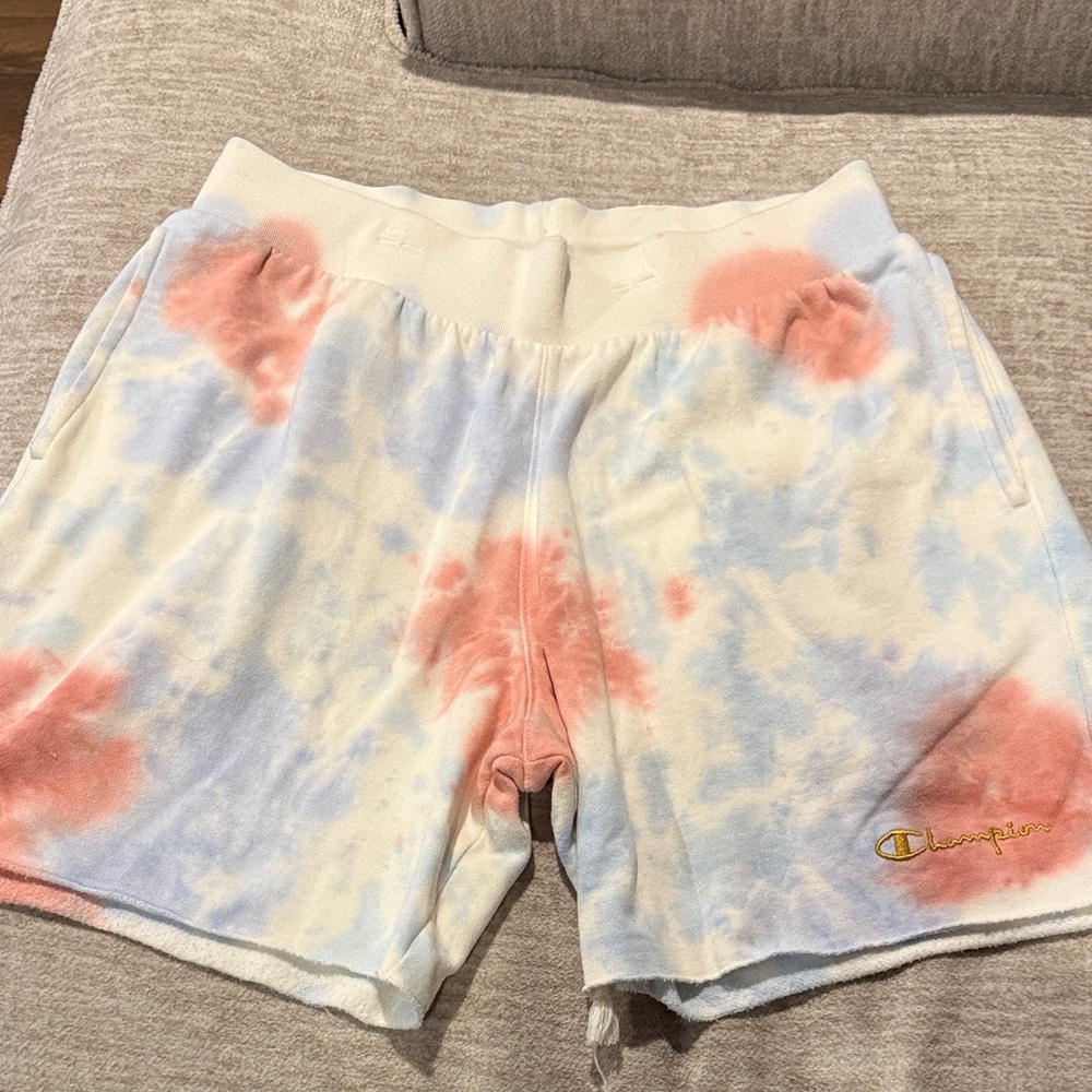 Champion Men’s Athletic Sweat Shorts - Salmon Pink and Blueish Tie-Dye